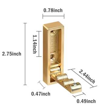 UVJJGZWR 2 Pack Flip Down Hook, Foldable Coat Hooks, Heavy Duty Wall Hooks Made of Zinc Alloy, Modern Minimalist Style Porch Key Valet Hook for Wall Hanging Coat, Towel, Hat, Backpack (Gold, Square)