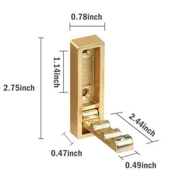 UVJJGZWR 2 Pack Flip Down Hook, Foldable Coat Hooks, Heavy Duty Wall Hooks Made of Zinc Alloy, Modern Minimalist Style Porch Key Valet Hook for Wall Hanging Coat, Towel, Hat, Backpack (Gold, Square)