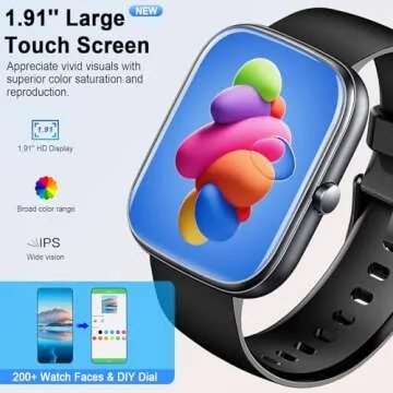 UAUE-T60 Smart Watch: 1.91-inch Call Receiver, Fitness Tracker, Waterproof Wearable