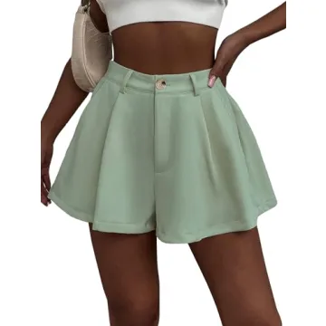 XinYangNi Women's Casual High Waisted Flowy Shorts - Stylish Pleated Summer Shorts