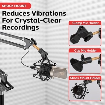 Pyle Microphone Boom Arm Stand with Adjustable Features