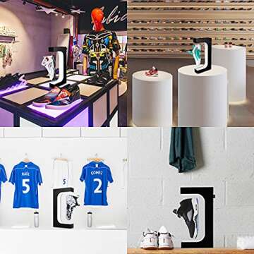 UVEHAS Floating Shoe Display Magnetic Levitation Sneaker Stand with LED Light Rotating Levitating Holder Rack for Shoes Collectors Advertising Exhibition Shoe Store Show Home Decoration, Black