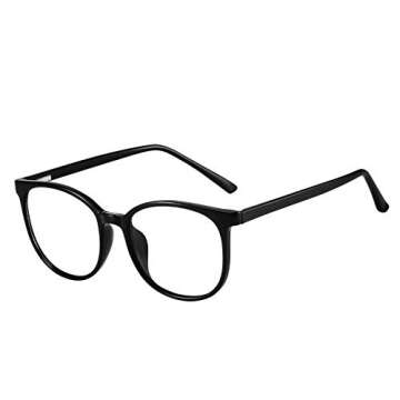 FONHCOO Blue Light Blocking Glasses Fashion Round TR90 Frame Transparent Eyewear Anti UV Computer Gl...