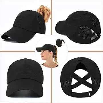 Womens Adjustable Ponytail Hat - Stylish Baseball Cap