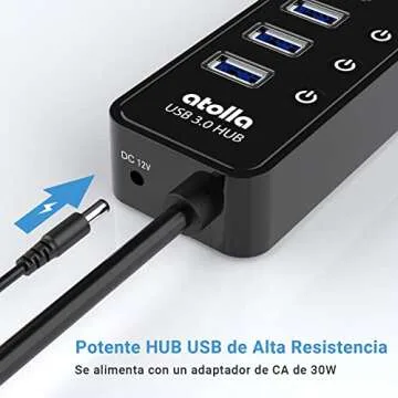 Powered USB 3.0 Hub, atolla 10 Ports USB Data Hub Splitter with Individual ON/Off Switches and 12V/2.5A Power Adapter USB Extension for Mouse, Keyboard, Hard Drive or More USB Devices