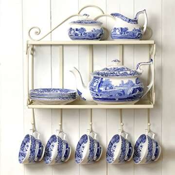 Portmeirion Blue Italian Cream Jug | 7 Oz Creamer for Serving Sauces, Salad Dressing, and Coffee Cream | Fine Earthenware | Microwave and Dishwasher Safe | Made in England