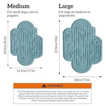 OHMO-Cactus Lick Mat for Dogs and Cats(2 Pack) Easy to Clean Pet Slow Feeder with Suction Cups, Lick...