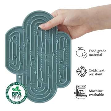 OHMO-Cactus Lick Mat for Dogs and Cats(2 Pack) Easy to Clean Pet Slow Feeder with Suction Cups, Licking Pad for Anxiety Relief and Boredom Reduction