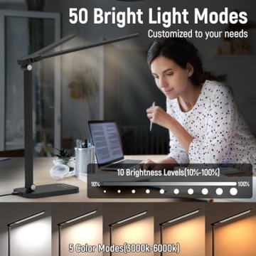 Adjustable Foldable Desk Lamp - Eye-Caring LED Lighting