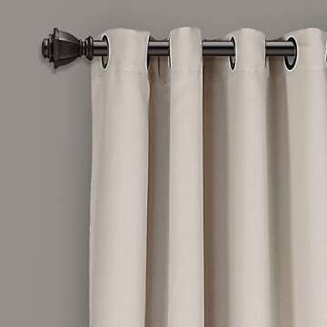 Lush Decor Insulated Grommet Blackout Window Curtain Panels, Pair, 52" W x 95" L, Wheat - Classic Modern Design - Chic Window Decor - Long Curtains For Living Room, Bedroom, Or Dining Room