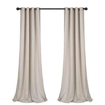 Lush Decor Insulated Grommet Blackout Window Curtain Panels, Pair, 52" W x 95" L, Wheat - Classic Modern Design - Chic Window Decor - Long Curtains For Living Room, Bedroom, Or Dining Room