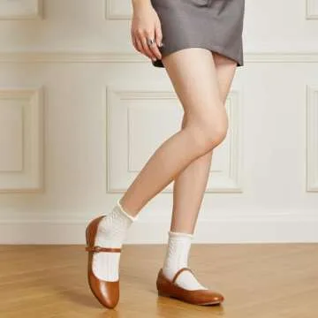 Trary Mary Jane Shoes Women, Women's Flats, Ballet Flats for Women, Round Toe Brown Flats for Women, Women Shoes Dressy Casual, Ankle Strap Flats for Women, Dress Flats for Women, Brown Mary Janes