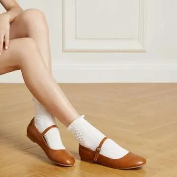 Trary Mary Jane Shoes Women, Women's Flats, Ballet Flats for Women, Round Toe Brown Flats for Women, Women Shoes Dressy Casual, Ankle Strap Flats for Women, Dress Flats for Women, Brown Mary Janes