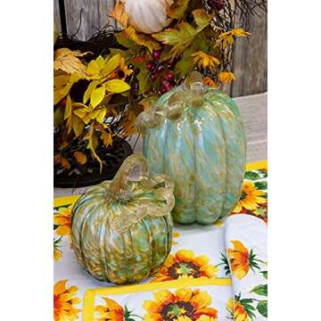 Boston International Glass Pumpkin Figurine - Elegant Autumn Decor