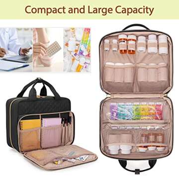 Damero Pill Bottle Organizer - Travel Medicine Bag for Daily Use and Vitamin Storage