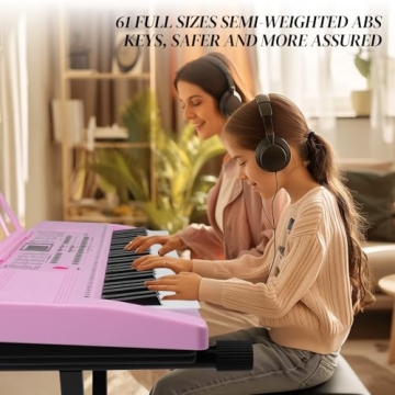 Ktaxon 61 Key Keyboard Piano with 200 Timbres, 200 Rhythms & 60 Demos, Includes Stand, Stool, Headph...