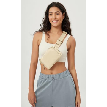 ODODOS Mini Belt Bag Adjustable Strap Fanny Pack Ivory