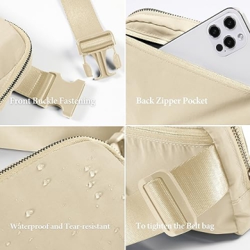 ODODOS Mini Belt Bag Adjustable Strap Fanny Pack Ivory