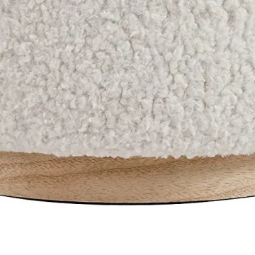Stylish Linon Cream Sherpa Round Storage Ottoman