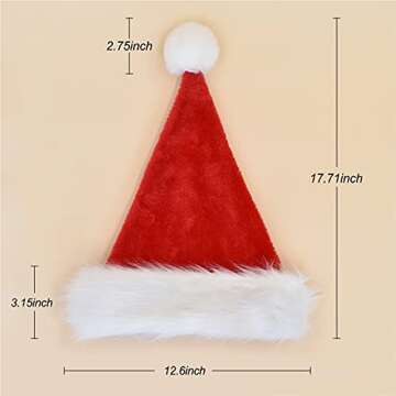 ZhengDid Adult Santa Hat Christmas Hat, Xmas Holiday Hat for Adults, Unisex Velvet, Double Layer Inn...