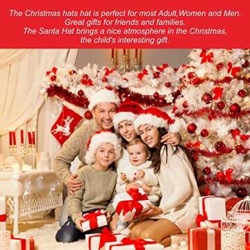 ZhengDid Adult Santa Hat Christmas Hat, Xmas Holiday Hat for Adults, Unisex Velvet, Double Layer Inner Soft Classic fur Christmas and New Year Holiday Party Supplies