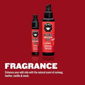 GIBS Grooming Bush Master Beard, Hair & Tattoo Oil- All-Natural with Nutmeg, Leather, Vanilla & Musk Scent- Softens & Strengthens Beard Growth, Moisturizes Skin, 4 Oz.