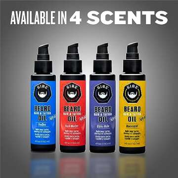 GIBS Grooming Bush Master Beard, Hair & Tattoo Oil- All-Natural with Nutmeg, Leather, Vanilla & Musk Scent- Softens & Strengthens Beard Growth, Moisturizes Skin, 4 Oz.