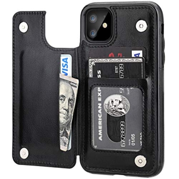 OT ONETOP for iPhone 11 Wallet Case with Card Holder, PU Leather Kickstand Card Slots Case,Double Ma...
