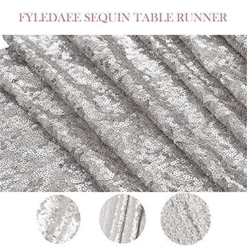 FYLEDAEE Silver Sequin Table Runner 2Pack 12 x 72 inch Long Table Runners,Glitter Shiny Fabric Runner for Round Rectangle Table Decorations Reception Party Event Wedding Birthday Banquet
