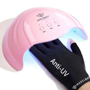 Modelones 48W Gel Nail Lamp & UV Protection Gloves for Manicure