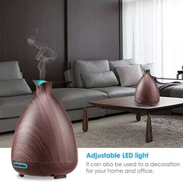 URPOWER Classical Essential Oil Diffuser with 6 Bottles 100% Pure Essential Oils, Gift Set Aroma Cool Mist Humidifier Aromatherapy Oil Diffuser Essential Oils for Home and Office