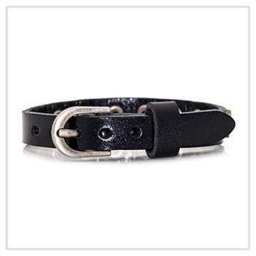 Mgutillart Punk Vintage Alloy Belt Buckle Bracelet Star Leather Cuff Bracelet(Black)