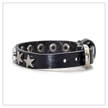 Mgutillart Punk Vintage Alloy Belt Buckle Bracelet Star Leather Cuff Bracelet(Black)