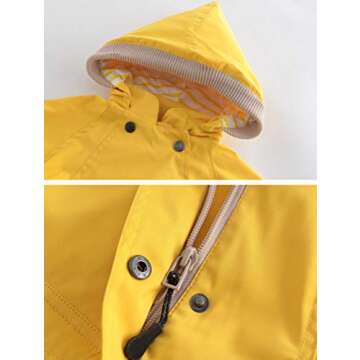 Mallimoda Waterproof Hooded Rain Jacket Windbreaker Raincoat Hoodies Spring Fall Outwear Yellow 1-2 Years