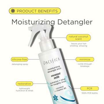 Pacifica Beauty Coconut Milk Detangle Elixir, Detangling Spray & Leave-on Conditioning For Minimizing Breakage, Coconut Scent, Vegan & Cruelty-Free
