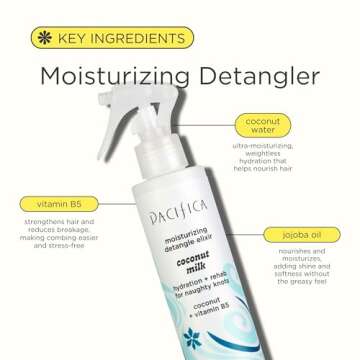 Pacifica Beauty Coconut Milk Detangle Elixir, Detangling Spray & Leave-on Conditioning For Minimizing Breakage, Coconut Scent, Vegan & Cruelty-Free