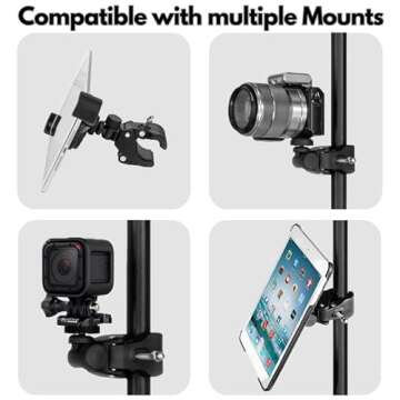 GRIFITI Nootle Quick Release Pipe Clamp 1/4 20 Thread Camera & Nootle Mount for Tripod Music Microphone Pole Stands Any Pipe Bar 1.5 in Handlebar Motorcycles Bike Mount Threaded Ball Bracket Clamps