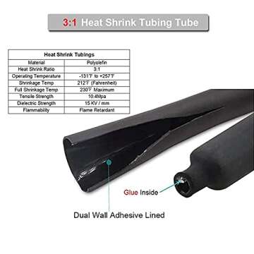 TKDMR 20pcs 1/0 AWG Battery Lugs with Shrink Tubing