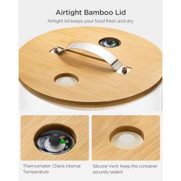 HBlife 8 lbs Glass Rice Dispenser with Wooden Stand Flour and Cereal Container with Glass Measuring Cup Pantry Food Organization Storage Bin with Airtight Bamboo Lid, 5L