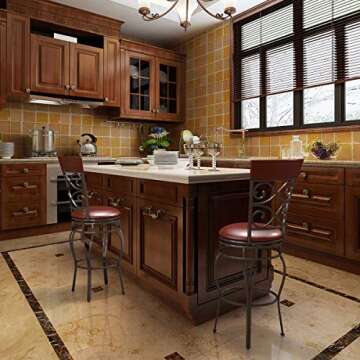 COSTWAY Bar Stools Set of 4, 360 Degree Swivel, 30" Bar Height Bar stools, with Leather Padded Seat ...