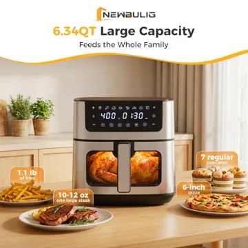 NEWBULIG 6.34QT Air Fryer with Clear Window for Easy Monitoring