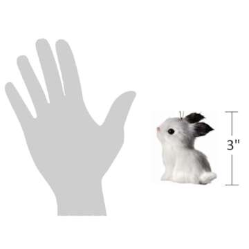 The Bridge Collection Furry Rabbit Ornaments - Set of 2 - Adorable Bunny Christmas Ornaments - Animal Ornaments