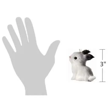 The Bridge Collection Furry Rabbit Ornaments - Set of 2 - Adorable Bunny Christmas Ornaments - Animal Ornaments