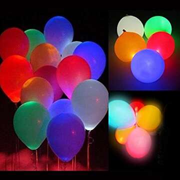 20 LED Neon Balloons - Colorful Flashing Glow for Parties