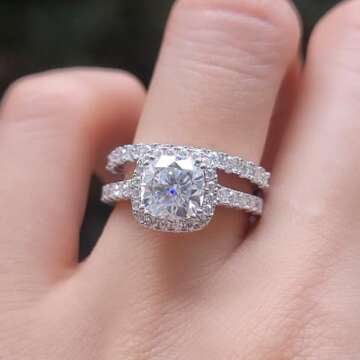 DovEggs Moissanite Wedding Band,Wedding Ring for Women,0.46CTW GH Moissanite Lab Created Diamond Moissanite Half Eternity Stackable Ring 14k Gold Quality Sterling Silver (6)