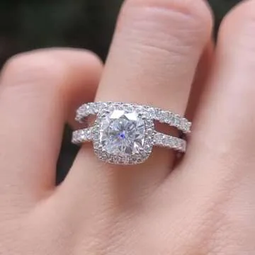 DovEggs Moissanite Wedding Band,Wedding Ring for Women,0.46CTW GH Moissanite Lab Created Diamond Moissanite Half Eternity Stackable Ring 14k Gold Quality Sterling Silver (6)