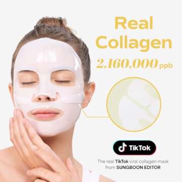 SUNGBOON EDITOR Deep Collagen Niacin-Vita C Overnight Mask 37gx4ea | Real Collagen Face Mask with Niacinamide and Vitamin C | Real Collagen 2,160,000PPB | Glass Skin Korean Skincare