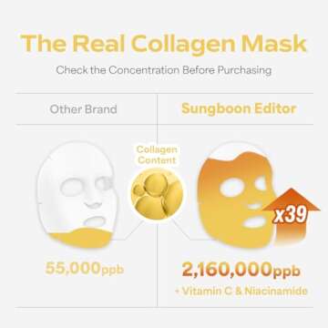 SUNGBOON EDITOR Deep Collagen Niacin-Vita C Overnight Mask 37gx4ea | Real Collagen Face Mask with Niacinamide and Vitamin C | Real Collagen 2,160,000PPB | Glass Skin Korean Skincare