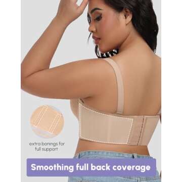 FallSweet Lace Strapless Bustier Bra for Women Underwire Longline Corset Top, Beige,44C