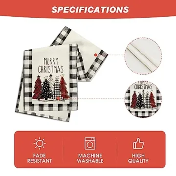 Buffalo Plaid Christmas Trees Table Runner 13x36 Inch
